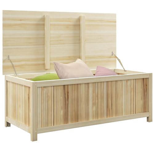 Outsunny Coffre de rangement jardin en bois 172L avec vérins, idéal pour l'extérieur, 120 x 55 x 45 cm