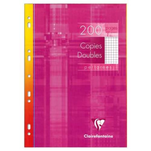 Lot de 5 Copies doubles perforées blanche 21x29,7cm 200pages petits carreaux 90g CLAIREFONTAINE