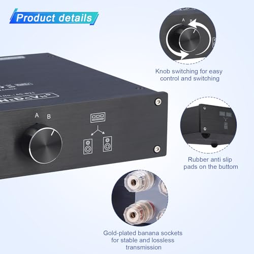 Interruptor de audio estéreo para conectar dos amplificadores sin cables sueltos 7