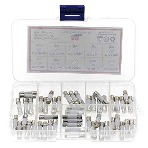Fuse 50pcs/Box 10 Kinds Fast Ceramic Fuses Kit 250V 5mm x 20mm 0.25A 0.5A 1A 2A 3A 5A 8A 10A 15A 20 AMP Fuse Tube Assortment miniatura 1