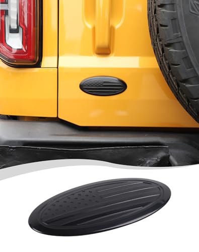 Image of Hoolcar Overlay Tailgate Emblem Rear Door Emblem Badge Cover Trim Exterior Accessories Compatible with Ford Bronco, Bronco Sport 2021-2023, Black, American Flag