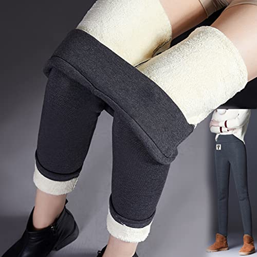Damen Warme Leggings Verdicken Thermo Leggings warme Hose Gefütterte Leggings High Waist Skinny Leggings Blickdicht Hosen Freizeithose Elastische Kältebeständige Hose(Aktualisierung) (L, Grau) Cover