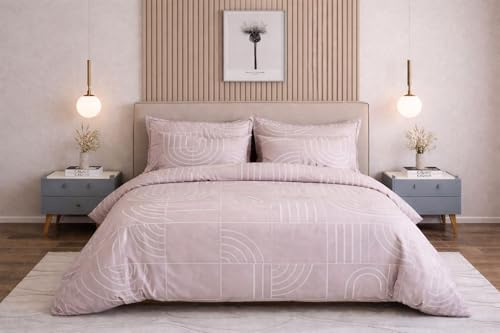 Image of Castiqa Cotton Feels Microfiber Fabric Floral Designs Super King Size Fitted Bedsheet with 2 Pillow Covers 72x78 inch (Fits Upto 12Inch Mattress) (Peach)