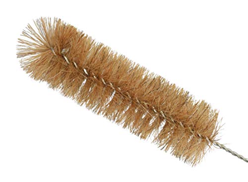 12Pk Bristle Cleaning Brushes With Fan-Shaped Ends, 11.25" - Twisted Stainless Steel Wire Handle - Ideal For 1.2" - 1.4" Diameter Tubes, Bottles, Flasks, Cylinders, Jars, Vases, Cups - Eisco Labs #TOP2