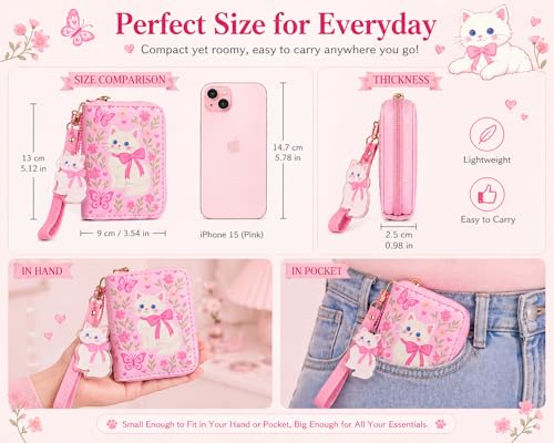 Image of AACKS Little Girls Coin Purse Kids Small Wallet for Teens Women Mini Coin Pouches with Strap Cute Cartoon Card Holder Cat Kitty Panda Unicorn