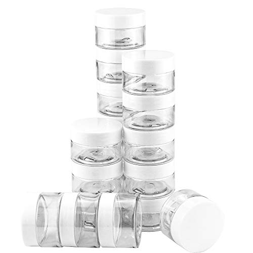 UPlama 24 Pack Cosmetic Containers, Plastic Sample Containers with Lids with Inner Liners Leakproof Wide-Mouth Travel Containers Jars Pots for Toiletry Makeup Cream Liquid Slime (1oz, White)