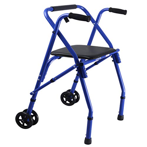 Transport Rollator Walker with Seat and Wheels - Folding Walker and Transport Chair, Lightweight, Blue