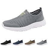 Pantuflas de malla zuecos antideslizantes para hombre, unisex, ligeros, transpirables, informales, para casa, antideslizantes, para jardín, ortopédicos, suelas planas, zapatillas de playa, Gris 3, 44