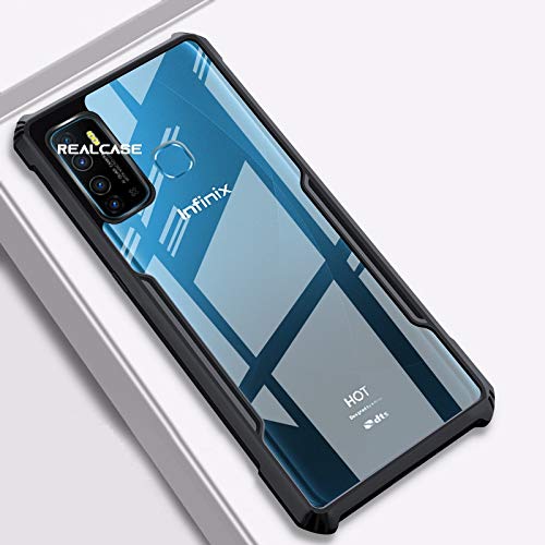 Image of REALCASE Hot 9 Back Cover, Silicone & Acrylic Hard Transparent Bumper Back Case Cover for Infinix Hot 9 / Hot 9 Pro (X-Black)