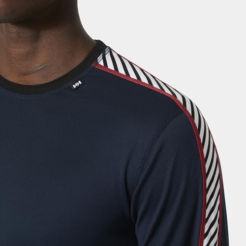 Helly Hansen Hombres Tripulación de rayas HH Lifa, Azul Marino, L