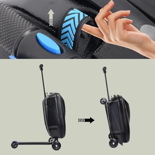 Maleta rígida de transporte para scooter, equipaje ligero multifuncional con ruedas para aeropuertos y desplazamientos, plegable y desmontable portátil, Black