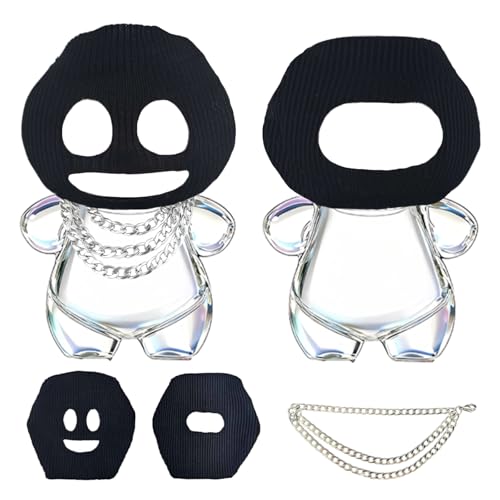 VPDSLABUBU Funny Clothes for 6.7 Inch (17cm) Dolls(NO Doll),Thief Mask,Gangster Costume, Bandit Headband, Mask, Three Accessories in Total: Two Black Head Covers and A Three-Layer Silver Necklace