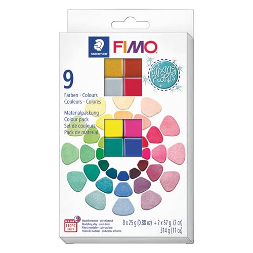 FIMO- STAEDTLER Effect 8013-Pack 10 Blocs-Perles mixées C10-1, 8013 C10-1ST, Bleu,Or,Rouge