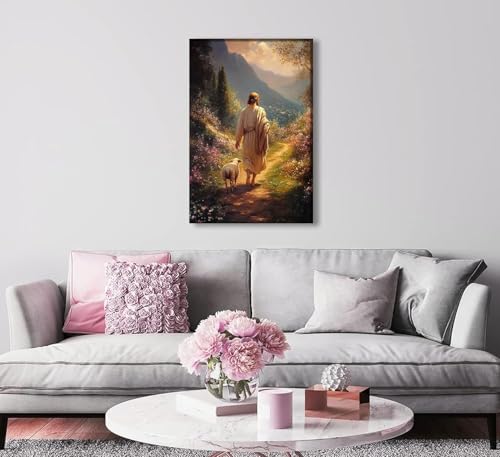 Jésus et l'agneau tableau grand format pour combler un mur vide - 4