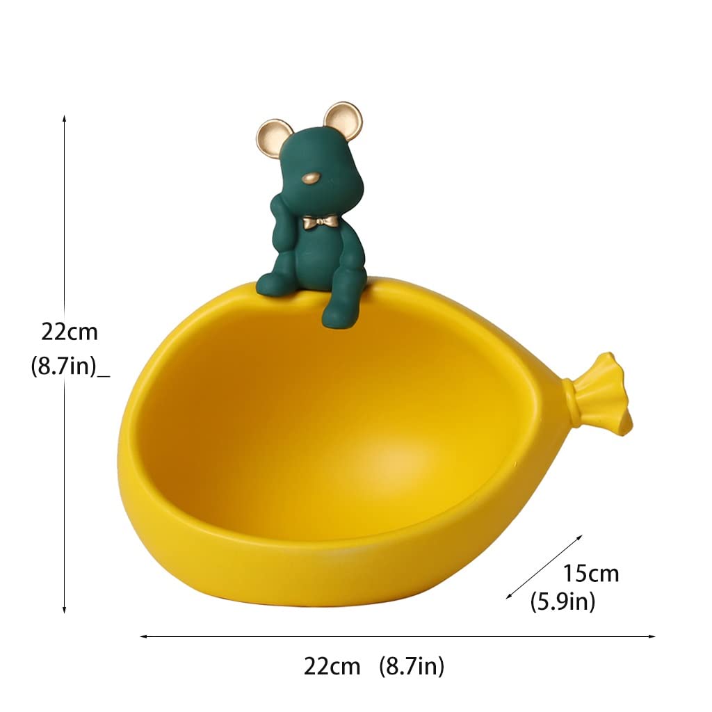 Valet Tray Pojemnik Na Biżuterię,Tace Ozdobne Do Wystroju Domu,Żywiczna Figurka Candy Dish Biżuteria Kolczyki Uchwyt Home Living Room Table Decor (Color : Yellow)