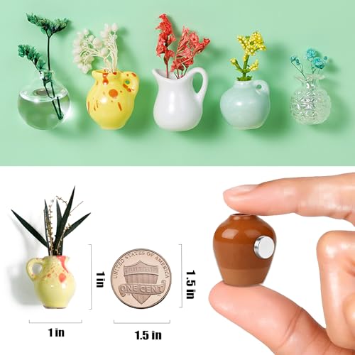 8 imanes mini jarrón cerámico para refrigerador 3D miniatura 5