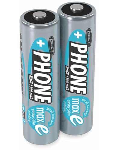 ANSMANN Telefon Akku Mignon AA LR06 1300 mAh 1,2V NI-MH, 2 Stück, wiederaufladbar, ideal für DECT Phone, Schnurlostelefon, Babyphone, Ersatzakku