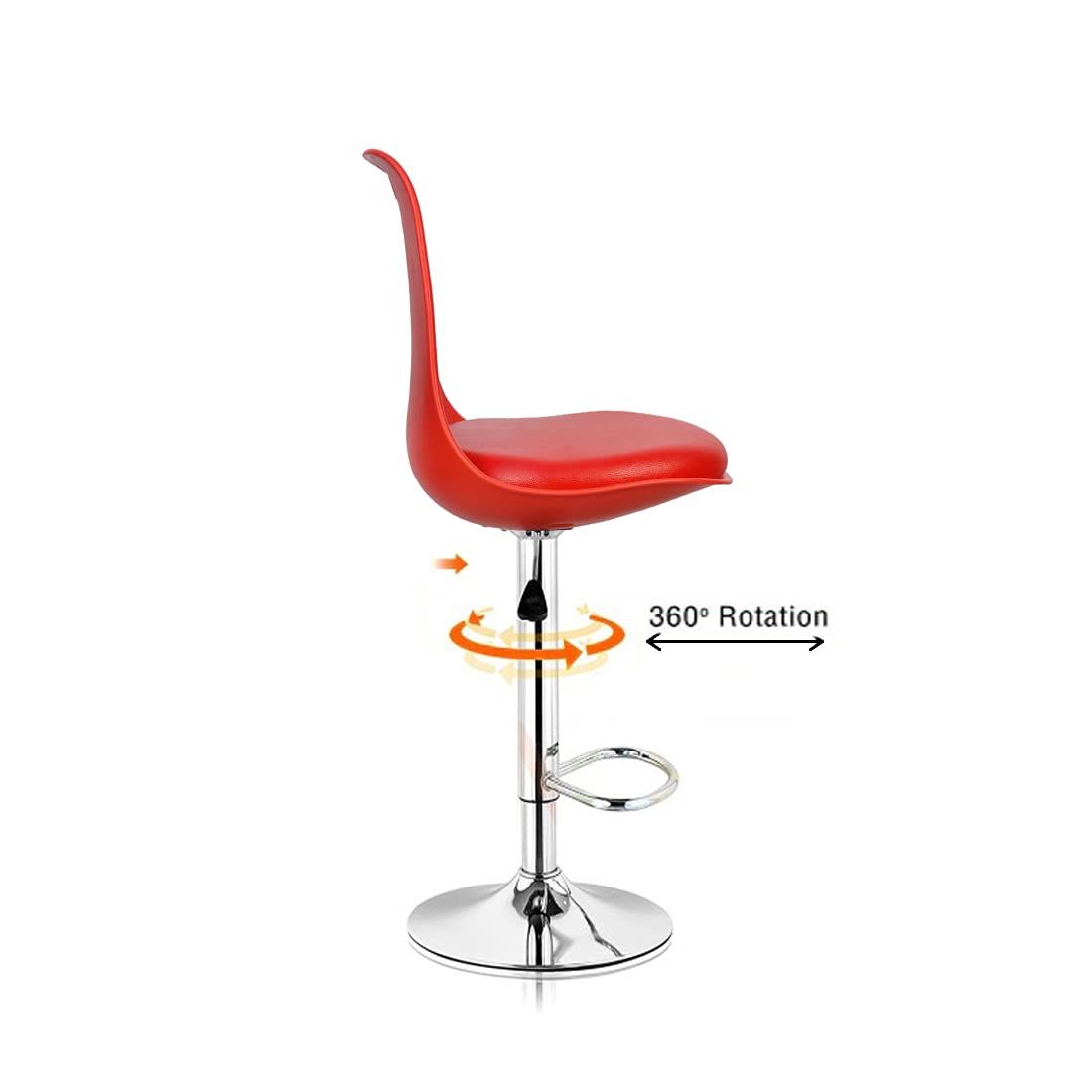 RAJPURA Adjustable Leatherette with Footrest Barstool, Height Adjustable Stool Office Chairs, Counter Height Swivel Bar Stools with backrest for Kitchen, Bar Chair, Counter Stool RED 2