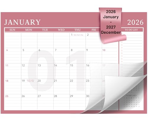 Image of Yoment Desk Calendar Refill 2026-2027, Jan 2026-Dec 2027, Large 10 inchx16 inch Monthly Planner with to-do Lists 24 Months Calendar for Office School Home, Pink