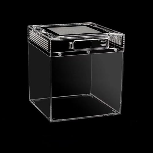 Fegson 爬虫類ケージ 飼育容器、トカゲ ケージ、20cm/30cm/40cm/50cm、爬虫類ケージ アクリル 透明 繁殖用ボックス クモ 透明でクリア 組み立てが簡単で使いやすい 餌を与えやすい 脱走防止 無色 通気性 積み重ねる 爬虫類飼育箱 蛇