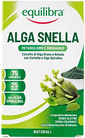 Equilibra Integratori Alimentari, Alga Snella, a Base di Estratto di Alga Bruna e Betulla con Centella a Alga Spirulina, Favorisce il Drenaggio dei Liquidi e il Metabolismo, 75 compresse Generico - integratore
