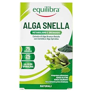 Equilibra Integratori Alimentari, Alga Snella, Integratore a Base di Estratto di Alga Bruna e Betulla con Centella a Alga Spirulina, Favorisce il Drenaggio dei Liquidi e il Metabolismo, 75 compresse