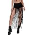 iHeartRaves Black Fierce in Fringe Suede High Waisted Skort Rave Skirt (Medium)