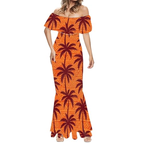 Image of Polynesian for Women S-7XL Off Shoulder Maxi Dress Hawaiian Summer Dresses