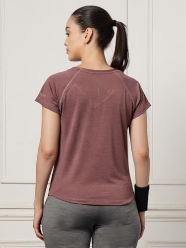 Image of UZARUS Women's V-Neck Regular Fit Gym T-Shirt Soft, Lightweight & Quick-Dry Fabric Activewear Top for Workout, Yoga, Running, Exercise, Casual