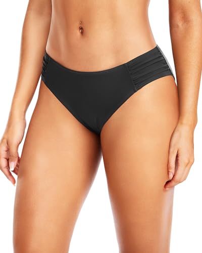 Image of Women Bikini Bottom Full Coverage Bathing Suit Bottoms Swimsuit Bottom | Low Waist Design, Side Strap Cutout, Full Rear Coverage, Secure Fit, Soft Breathable Fabric