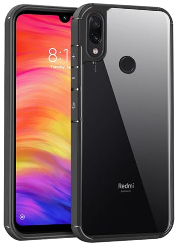 Image of SHINESTAR Ultra Slim Clear Back Cover for Redmi Note 7 / Note 7 Pro /Note 7s, Transparent Hybrid Hard Shell Plastic & Soft Silicone Rubber Bumper, Non-Yellow Acrylic Protective Cover - Black