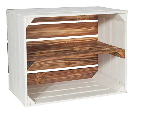 CHICCIE Holzkiste Grete Geflammt Weiß 50x40x30cm - Langes Regal Weinkiste Cover