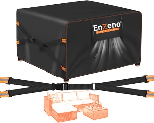 Enzeno – Housse pour meubles de jardin avec évent, housse de table et chaise en rotin pour patio extérieur imperméable, nouvelle version améliorée en...