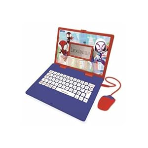 Lexibook, Spider-Man, Ordinateur Éducatif Bilingue FRANÇAIS/Anglais, Jouet Enfants avec 124 Activités pour Apprendre, S'amuser et Jouer du Piano, Bleu/ Rouge, JC598SPi1