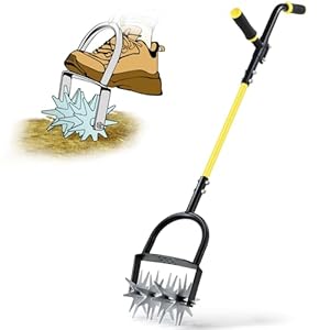 Jardineer Rotary Cultivator Garden Tool, Hand Tiller for Gardening with Labor-saving Handle Design, Manual Tiller for Reseeding Grass or Soil Mixing