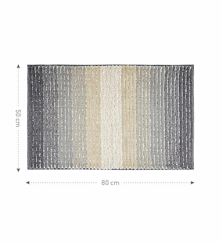 Image of Obsessions Soft & Plush Bath Mat | Quick Dry, Stain & Skid Resistant | Luxuriously Soft, Long Lasting Color | TPR Latex Backing, Size 50x80 cm, Beige & Grey