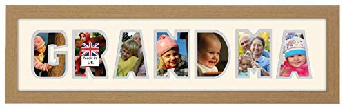 Image of Grandma Photo Frame Name Frame Word Frame Light Oak Wood Finish Birthday Picture Gift Present