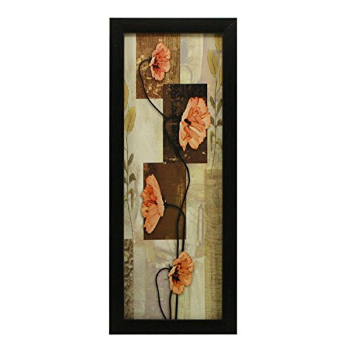 Indianara 3 PC Set of Floral Paintings (1057) Without Glass 5.2 X 12.5, 9.5 X 12.5, 5.2 X 12.5 inch(multicolor1057)