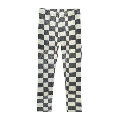 Houndstooth Black and White Kids Baby Girls Cotton Pants Stretch Full Length Athleisure Pants Running2