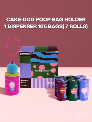 Image of Dog Poop Bags with Dispenser, Leak Proof and Extra Thick Pet Waste Bags for Walking Dog and Cats Litter (Pink Fuzz-7 Rolls(105 Bags))