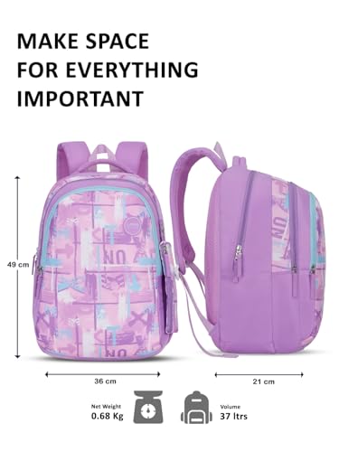 Image of Lavie Sport Canvas Laptop Backpack | 37 Liters | Fits Upto 16 Inch | Laptop Compatiable | Rain Cover | Gift for Boys & Girls