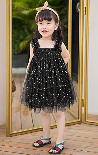 Agqt Baby Girls Tutu Dress Sleeveless Kids Sequin Tulle Birthday Party Dresses Casual Playwear Tunic Babydoll Dress Black Spark Size 9-12 Months #TOP3