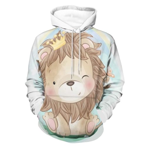 Hoodie cartoon lion UMENG pull unisexe à capuche manches longues S
