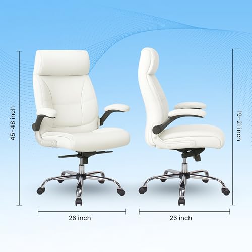 Image of Lakdi The Premium High Back Director Office Chair Ergonomic Leatherette Executive Chair with Adjustable Armrests, Comfortable Revolving Desk Chair for Office & Work from Home-111012160 RFT White