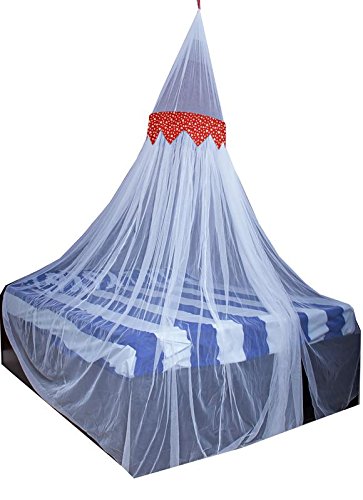 Creative Textiles Ceiling Hanging Mosquito Net I Machardani for Double Bed I Canopy Circular Curtain for Bedroom I Keeps Away Insects and Flies-Multi