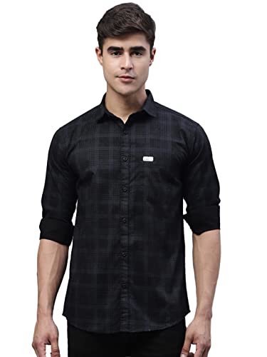 Image of Majestic Man Cotton Checkered Slim Fit Casual Shirt For Men