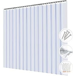 Acepunch Cortina de puerta transparente de PVC kit de tira de plástico liso 122x213 cm impermeable estándar para congeladores comerciales almacenes garajes control de plagas vinilo resistente