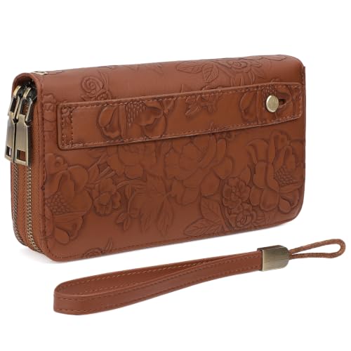 Image of GAEKEAO RFID Leather Wristlet Wallet for Women with Grip Strap