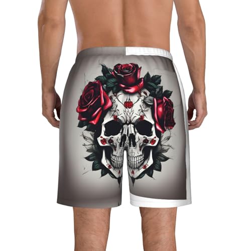 Red Rose Skull Print Stylish Beach Shorts Swim Trunks Lightweight Breathable Summer Outdoor Activities3