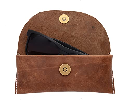 The Antiq: Eyeglasses Case, Genuine Leather Glasses Case Sunglasses Pouch Eyeglass Case, For Men And Women Stitched With Classic White Threads Brown Regular Mrd-Egc-01 #TOP28